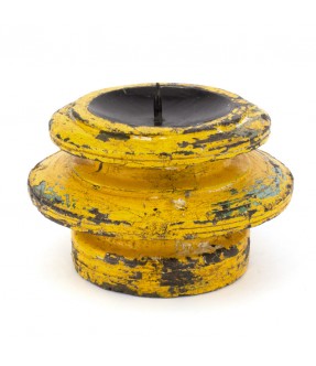 Wooden candle stand yellow