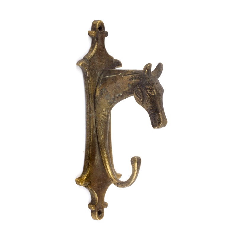 Brass horse head hook - Rickshaw