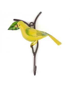 Crochet oiseau métal jaune
