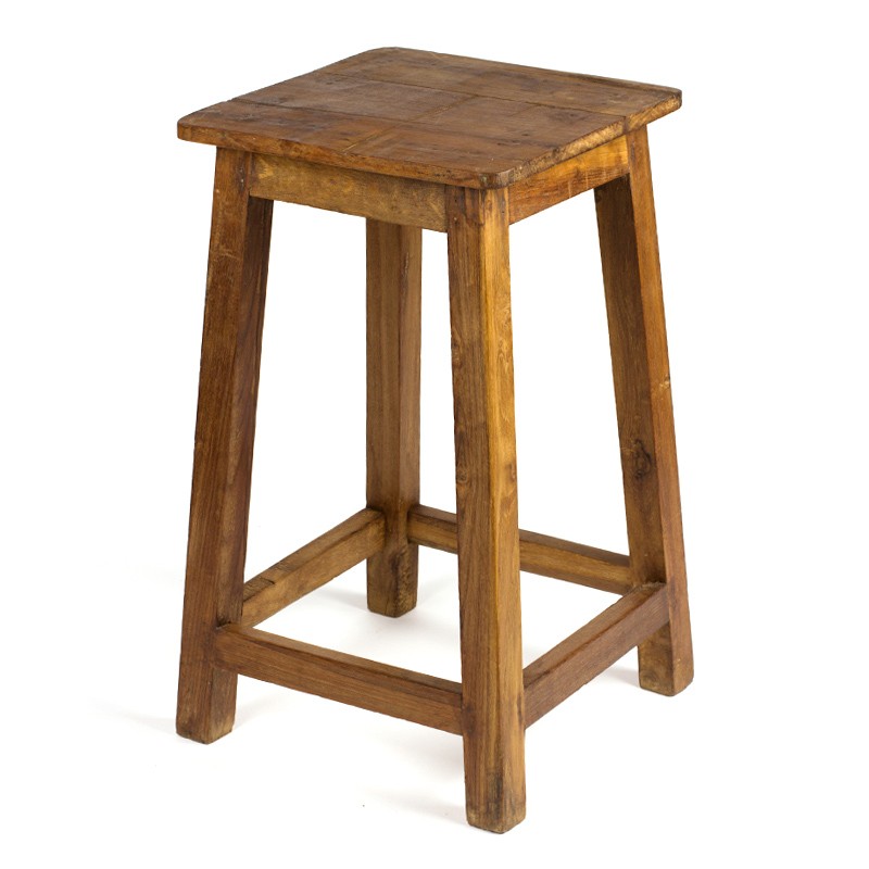 Tabouret bas en Teck Naturel PALLE- 33X23X31 - AFFARI