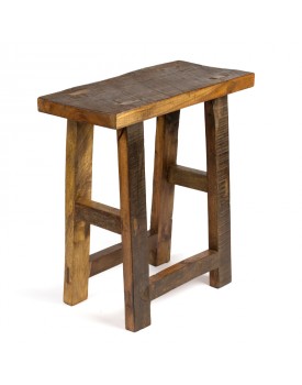 Tabouret rectangle en bois et teck