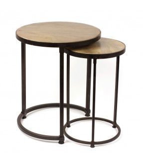 Sofa side table - set of 2 - iron and mango wood