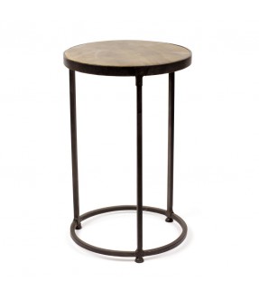 Sofa side table - small size - iron and mango wood