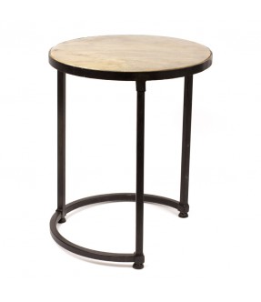 Sofa side table - big size - iron and mango wood