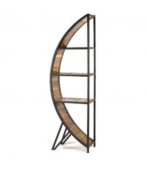 Half round shelf - iron and wood